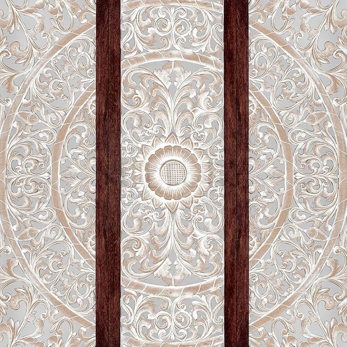 Luxury Engineered Wood Room Divider –Decorative Partition with Floral Carvings, Perfect for Home, Office, Hotel Interior (Set of 3) 8x6 feet Each Size 96 x 24 in (White Antique) view 4