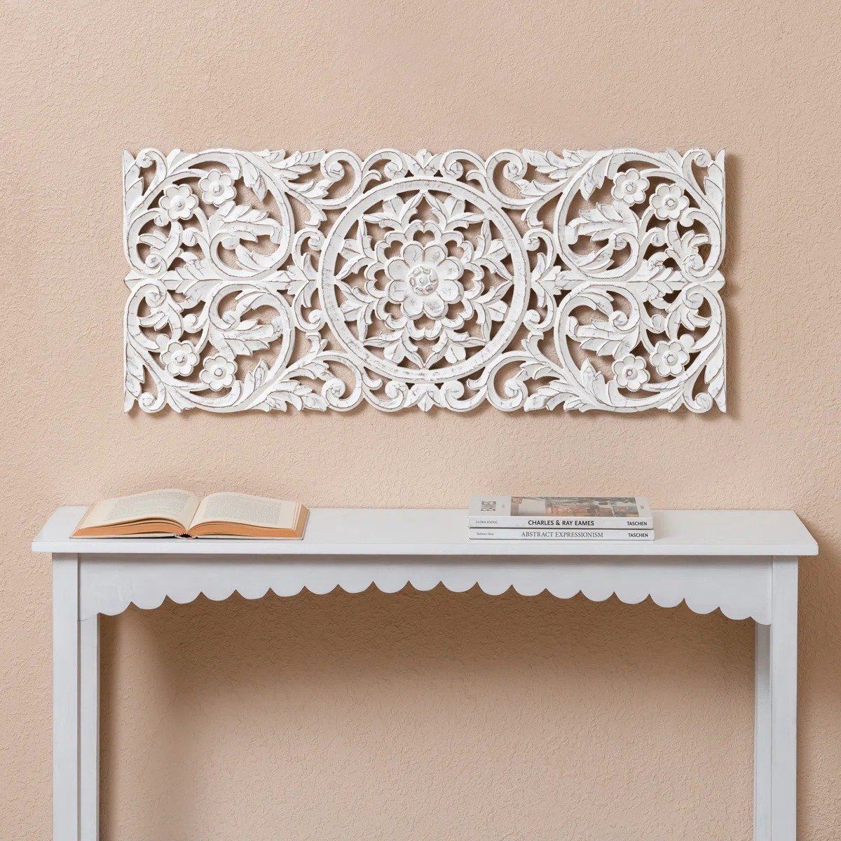 Wall Medallion - Wooden Wall Decor, Hand Carved & Embossed Decorative Wall Sculpture, Boho Farmhouse Wall Art, Perfect for Home, Office or any Living Space