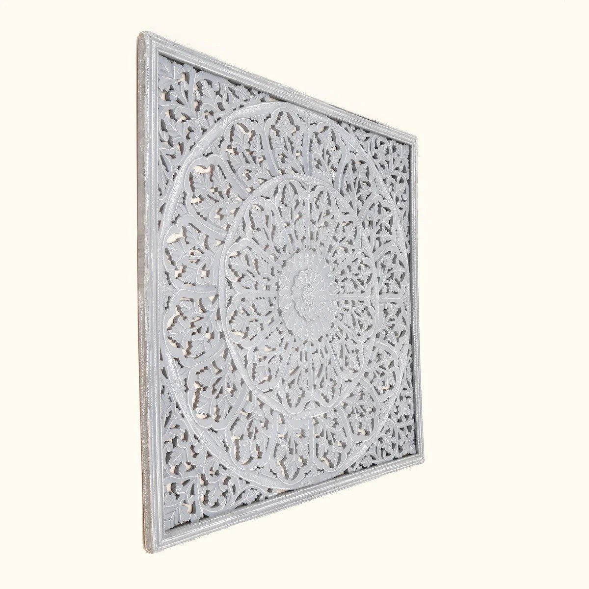Handcrafted Wooden Wall Art Panel, 48x48 inch | Intricate Mandala Wall Décor | Large Decorative Carved Wood Wall Hanging for Living Room, Bedroom, Entryway & Office view 3
