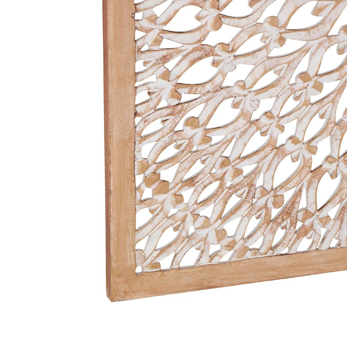 Fina Light Brown Wood Floral Handmade Intricately Carved Home Wall Decor with Mandala Design view 4