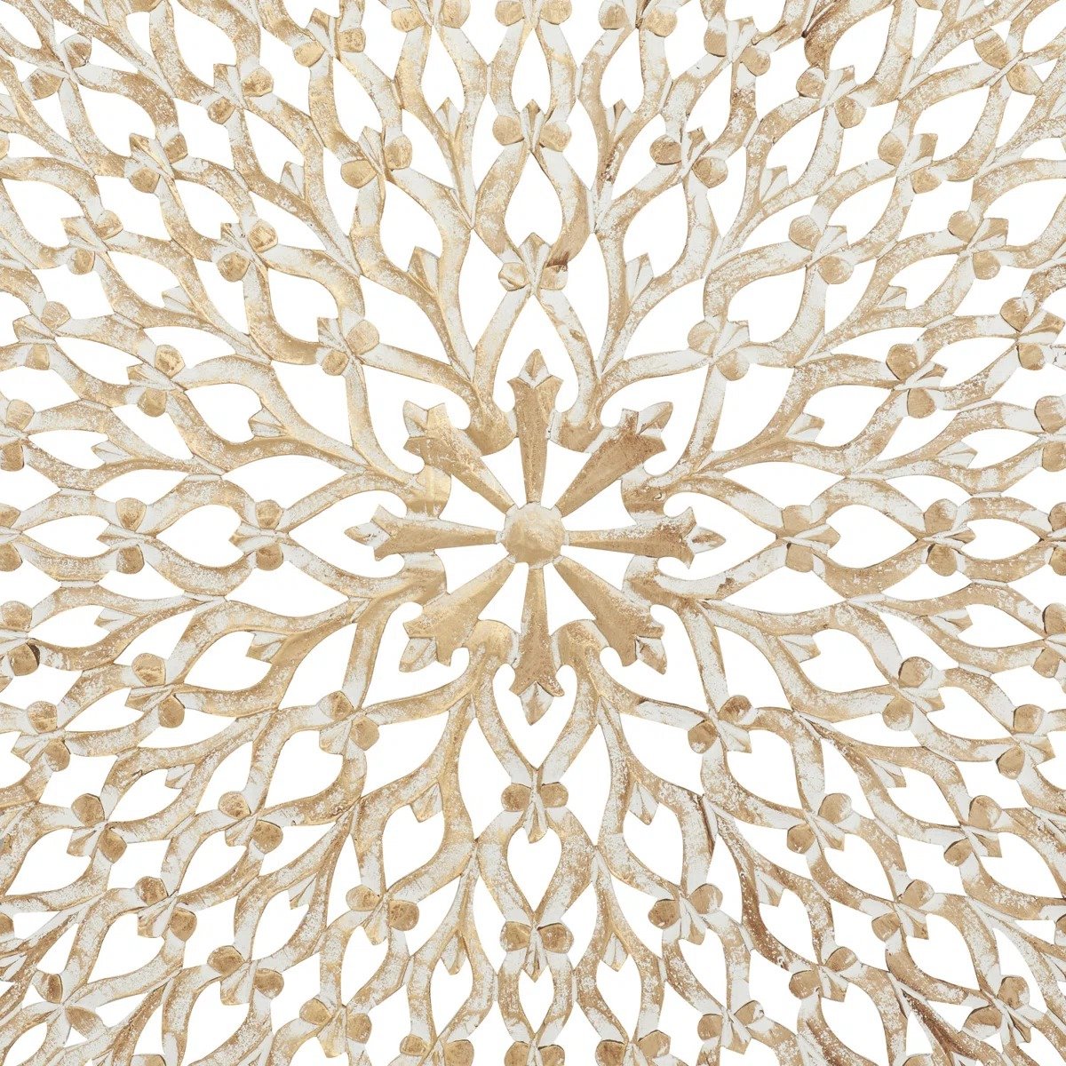 Fina Light Brown Wood Floral Handmade Intricately Carved Home Wall Decor with Mandala Design view 5