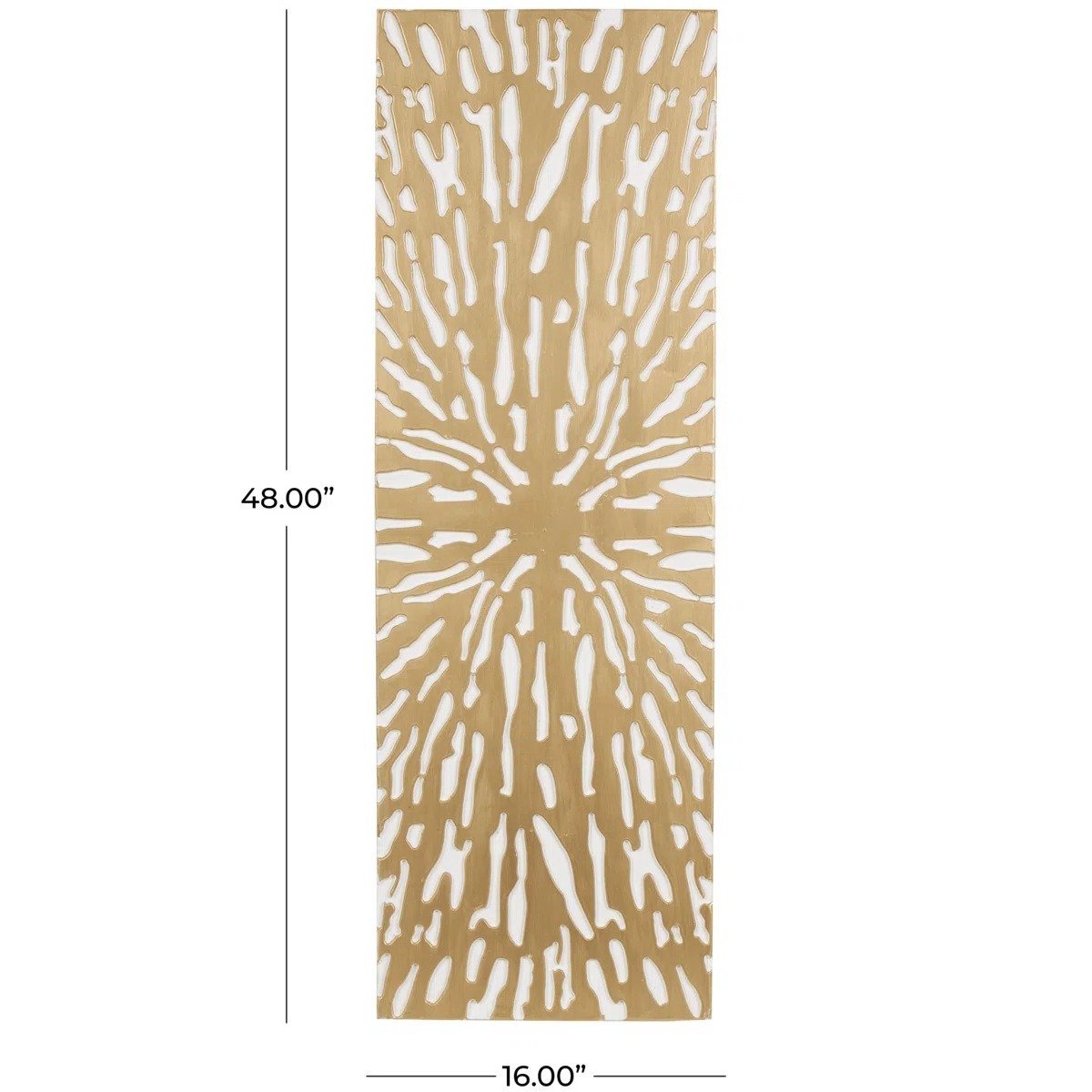 Wooden Abstract Carved Starburst Gold Wall Decor with White Backing view 2