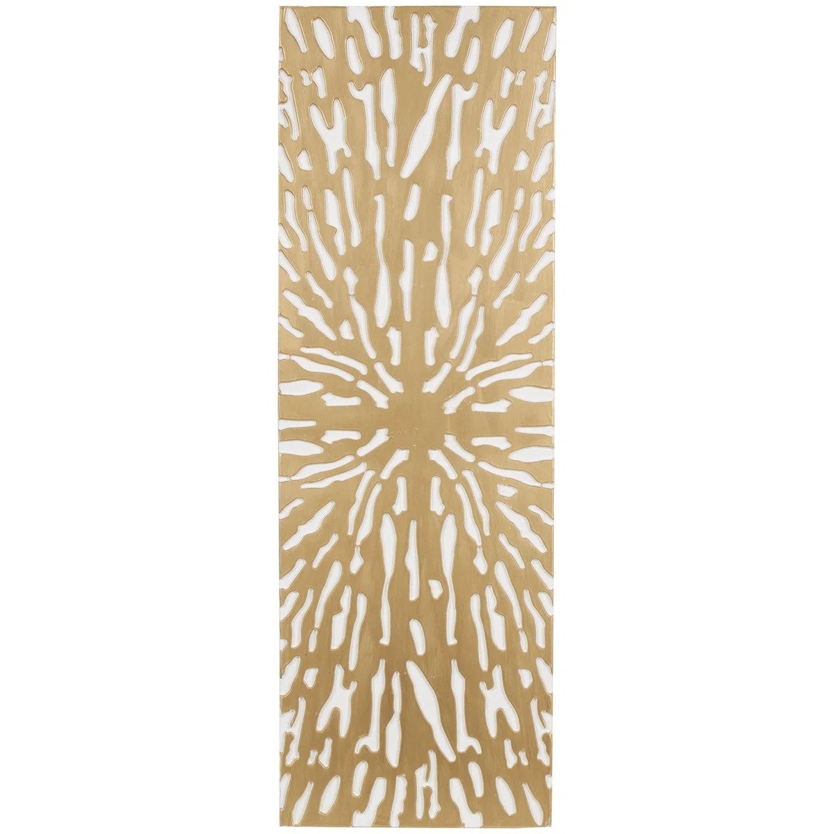 Wooden Abstract Carved Starburst Gold Wall Decor with White Backing view 3
