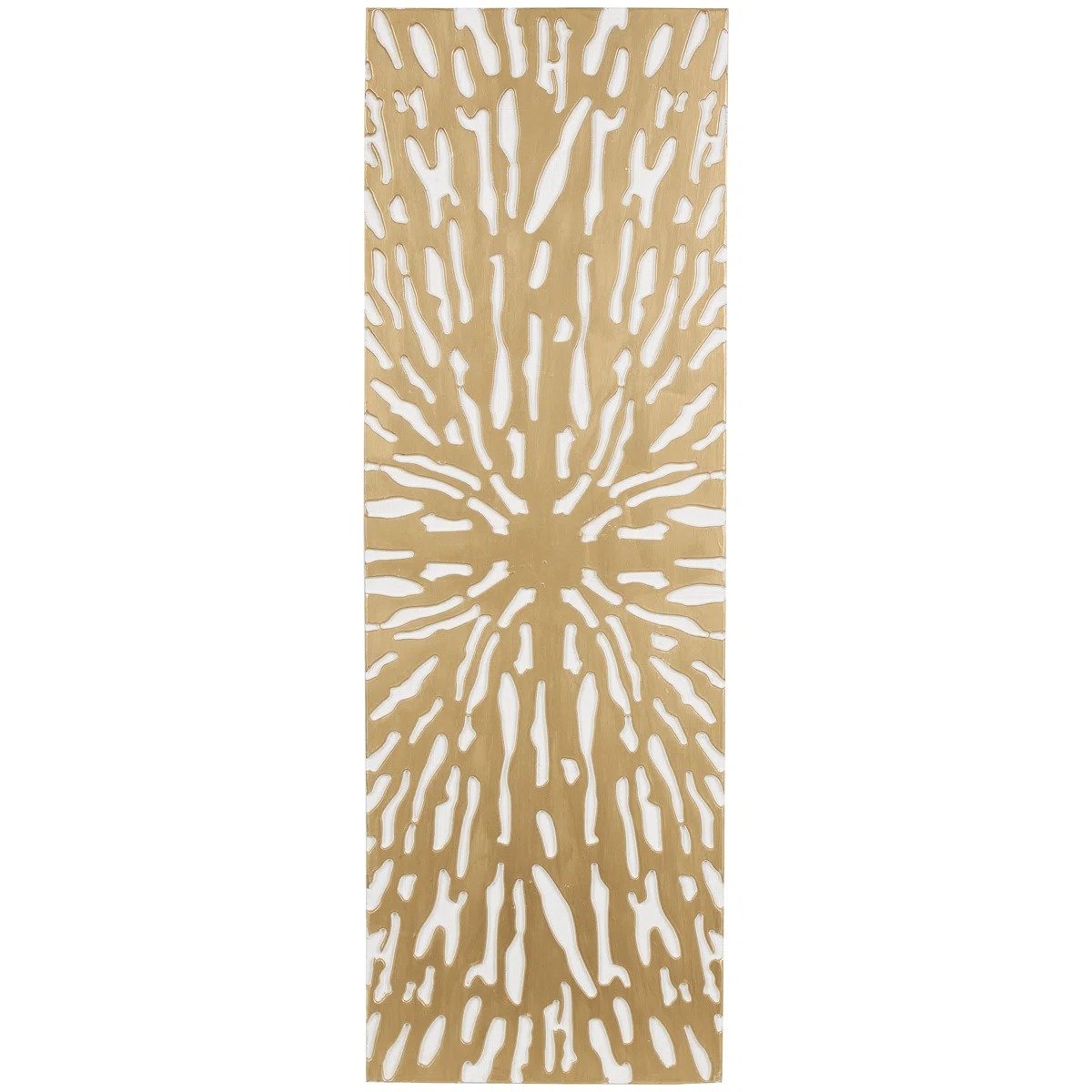 Wooden Abstract Carved Starburst Gold Wall Decor with White Backing view 5
