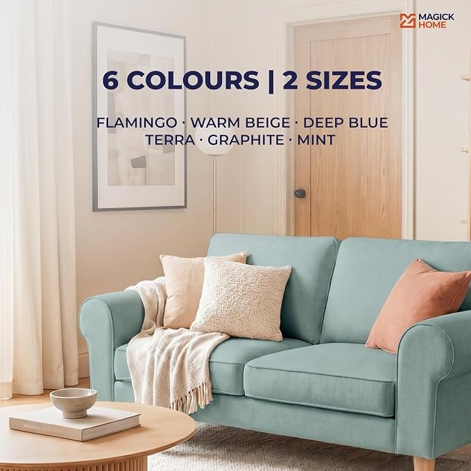 The Wooden Shoppee Mint Green 3 Seater Sofa | Modern Fabric Sofa for Living Room & Home view 5