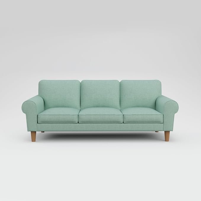 The Wooden Shoppee Mint Green 3 Seater Sofa | Modern Fabric Sofa for Living Room & Home view 7
