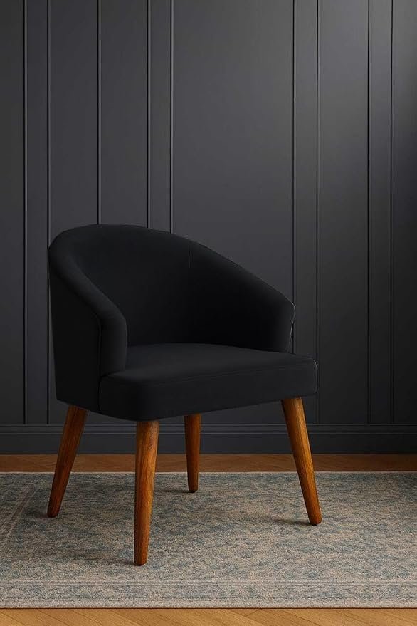 The Wooden Shoppee Black Fabric Chair | Modern Comfortable Accent Chair for Living Room, Bedroom & Home | Stylish Upholstered Chair