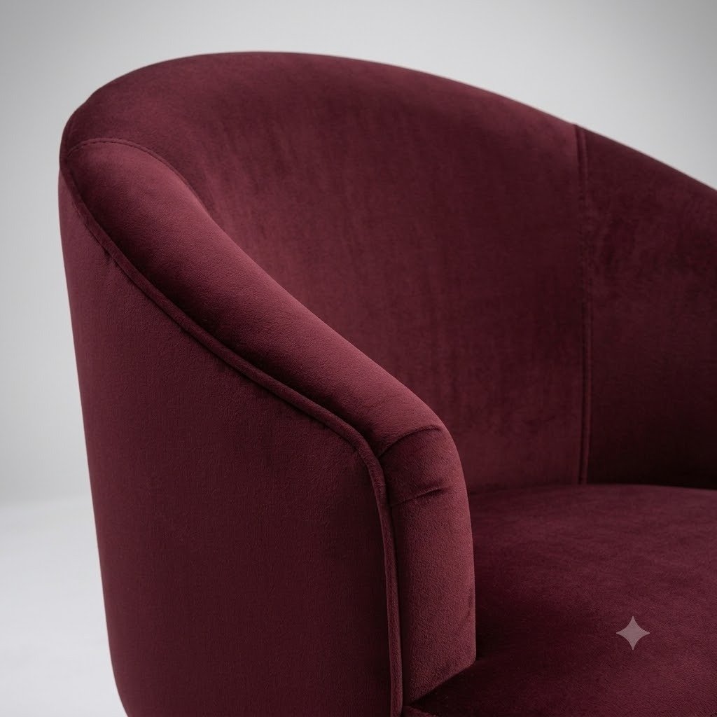 THE WOODEN SHOPPEE Maroon Wooden Accent Chair for Living Room, Bedroom & Office, Upholstered Armchair, Modern Lounge Chair, Stylish Single Seater Chair for Home Décor view 3