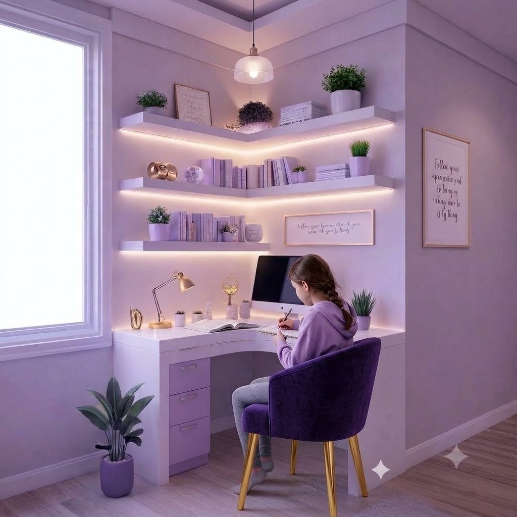 The Wooden Shoppee Purple Fabric Chair for Bedroom, Living Room, Study Room & Makeup Room | Modern Upholstered Accent Chair with Comfortable Seating view 2