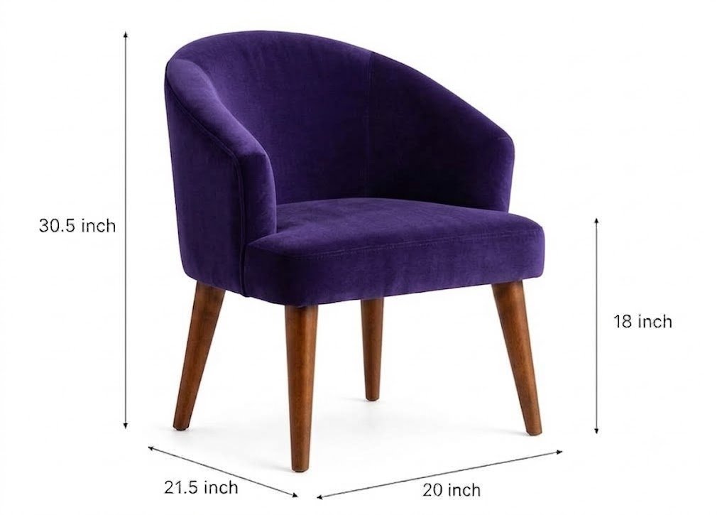 The Wooden Shoppee Purple Fabric Chair for Bedroom, Living Room, Study Room & Makeup Room | Modern Upholstered Accent Chair with Comfortable Seating view 6