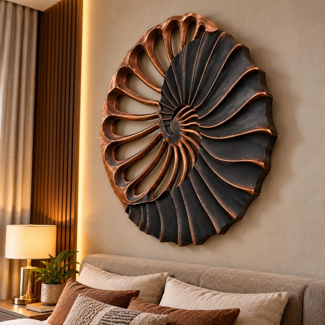 THE WOODEN SHOPPEE Wooden Wall Decor, Mandala Wall Panel Spiral Art for Living Room,italian Look Bedroom & Guest Room, Premium Engineered Wood, 25mm Thick, ( 90X90Cm) view 5