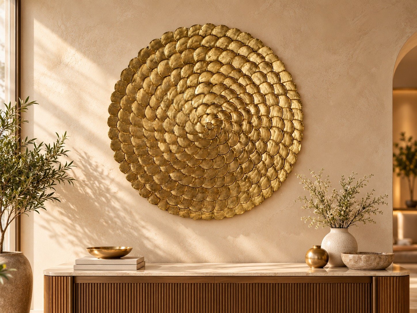 Wood Carved Radial Plate Wall Decor view 3