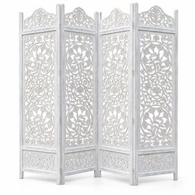 THE WOODEN SHOPPEE White Wooden Room Divider & Partition Screen | 6 Feet Tall 2-Panel Privacy Screen | Handcrafted Mangowood & MDF Room Divider for Living Room, Bedroom & Home Decor