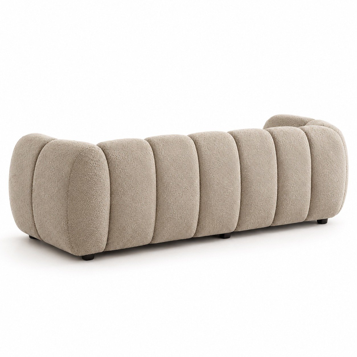 Modern Bouclé Bubble Sofa with Tufted Channel Design | Aesthetic Cloud Couch 3-Seater for Living Room & Studio (Beige / Off-White) view 6